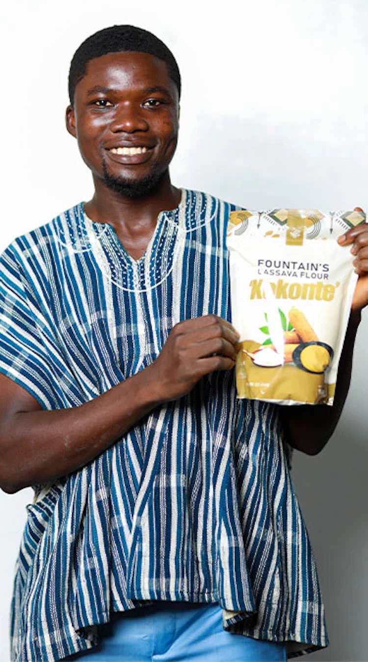 Man holding Fountain Foods Product