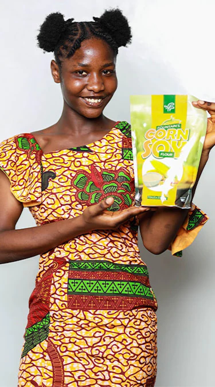 Lady holding Fountain Foods Product